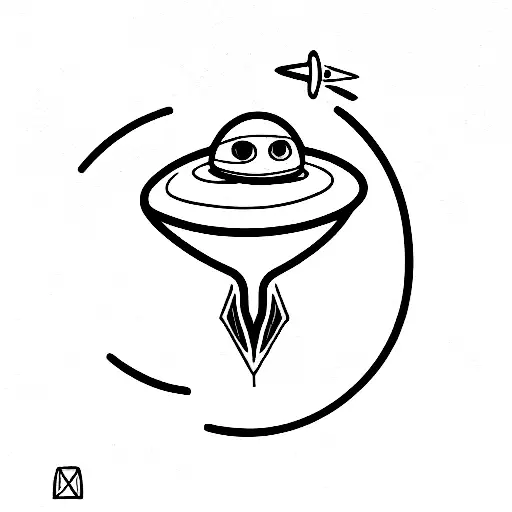 alien spaceship abducting a goose tattoo design idea