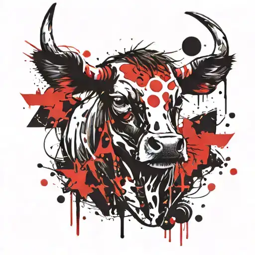 trash polka style calf tattoo tattoo design idea