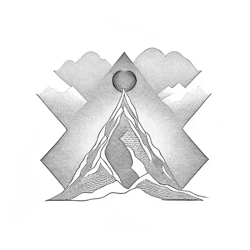 A blackwork tattoo depicting the spiritual journey of the client, with various symbolic elements such as a winding path, mountains, and a guiding light tattoo design idea