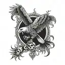 Satanic eagle with snakes and skulls tattoo design idea