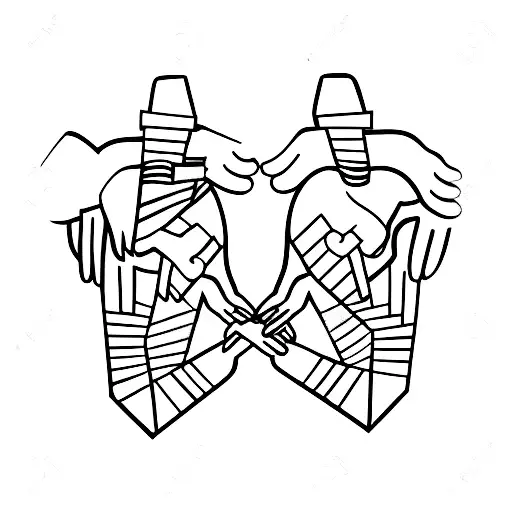 A minimalistic silhouette of you and your brother holding hands, symbolizing your strong bond tattoo design idea