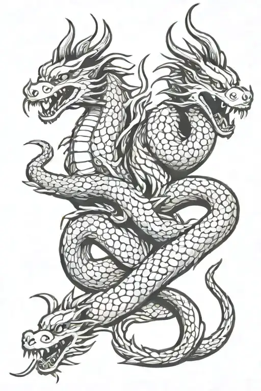 fire dragon, fire snake, golden rabbit, water dragon tattoo design idea