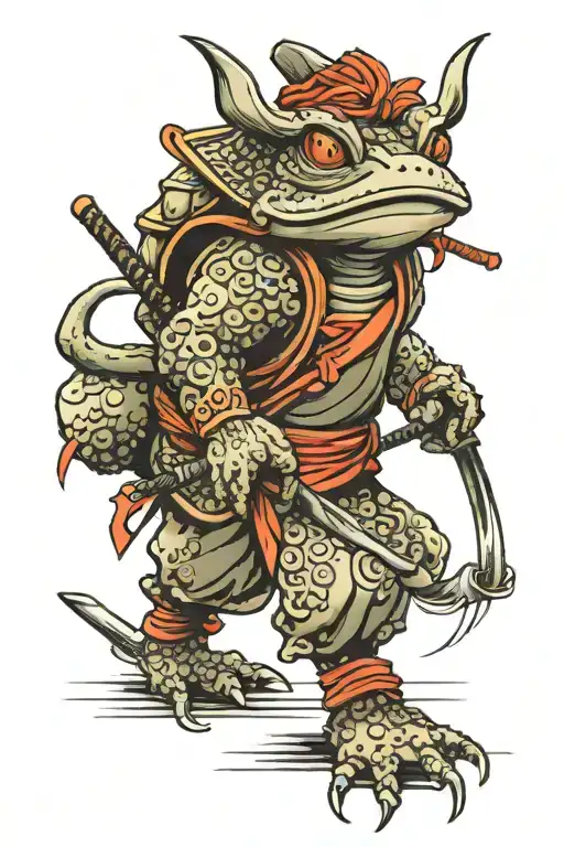 samurai toad design tattoo design idea