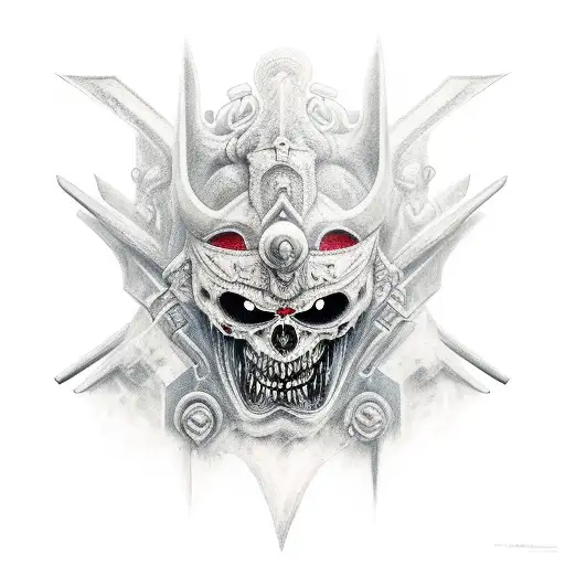 warrior fights the demons  tattoo design idea