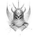 warrior fights the demons  tattoo design idea