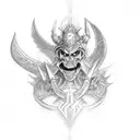 warrior fights the demons  tattoo design idea