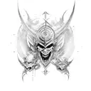 warrior fights the demons  tattoo design idea