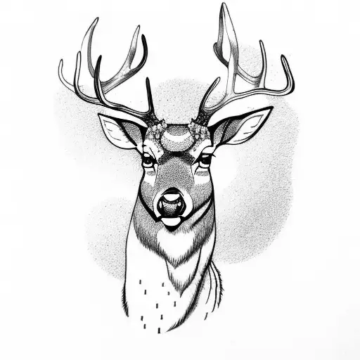 deer in forest tattoo design idea
