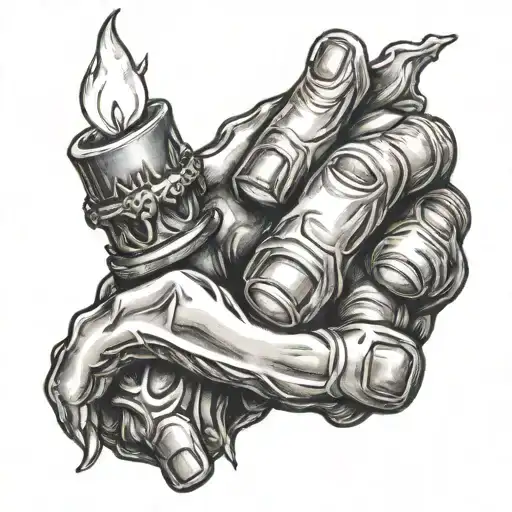 hand holding candle, warrior in flame tattoo design idea
