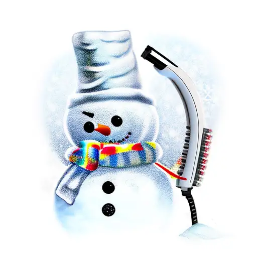 snowman with blow dryer pointed at head tattoo design idea
