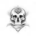 dos calaveras dandose un beso dentro de un corazón  tattoo design idea