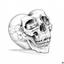 dos calaveras dandose un beso dentro de un corazón  tattoo design idea
