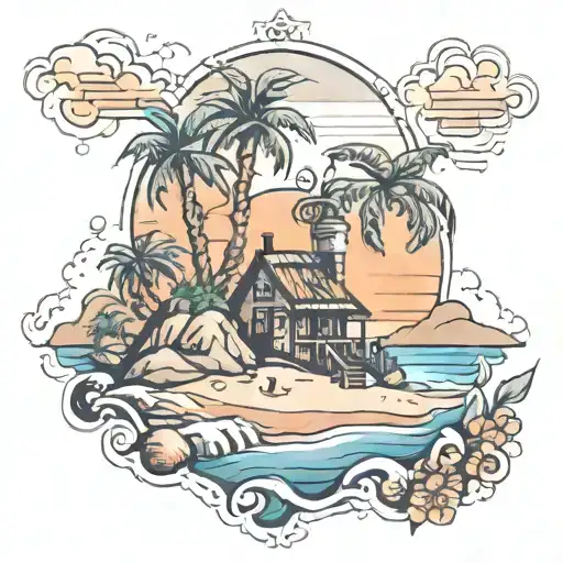 beach landscape country represented tattoo design idea