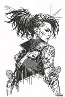 girl cyberpunk 2077 tattoo design idea