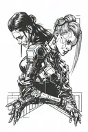 girl cyberpunk 2077 tattoo design idea