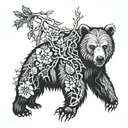 thorn branch forest bear cross  tattoo design idea