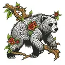 thorn branch forest bear cross  tattoo design idea
