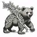 thorn branch forest bear cross  tattoo design idea