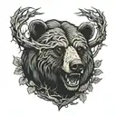 thorn branch bear forest cross  tattoo design idea