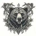 thorn branch bear forest cross  tattoo design idea