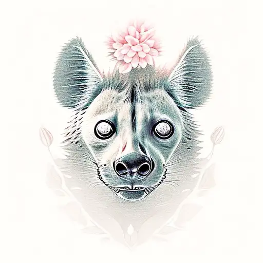 hyena made out of simple flowers for half sleevee cute girly fine line tattoo design idea