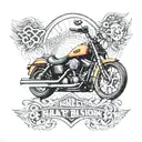 Harley Davidson motorcycle surrounded tattoo design idea