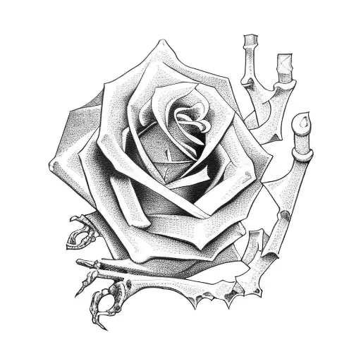 shattered window with skeleton sticking arm out of it holding a rose  tattoo design idea