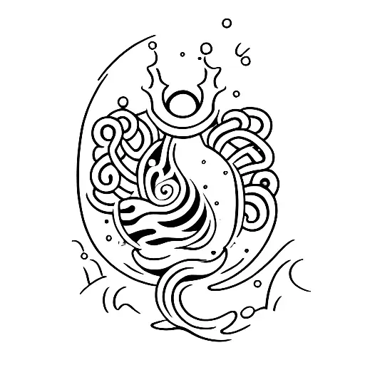 A minimalist tattoo of a beer bottle with hops and barley forming a wave, representing your enjoyment of special beers and the ocean. tattoo design idea