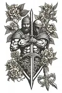 olivenbaum und Leonidas mixed with sword tattoo design idea