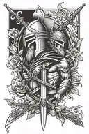 olivenbaum und Leonidas mixed with sword tattoo design idea