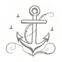 A minimalist anchor tattoo with a small Jesus cross incorporated, symbolizing your faith and dedication to your Navy service tattoo design idea