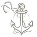 A minimalist anchor tattoo with a small Jesus cross incorporated, symbolizing your faith and dedication to your Navy service tattoo design idea