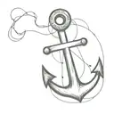 A minimalist anchor tattoo with a small Jesus cross incorporated, symbolizing your faith and dedication to your Navy service tattoo design idea