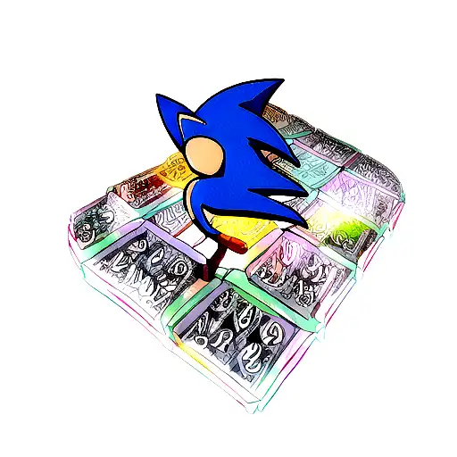 Sonic the hedgehog, viking, Norse runes, neon  tattoo design idea