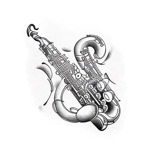 saxophone tattoo design idea