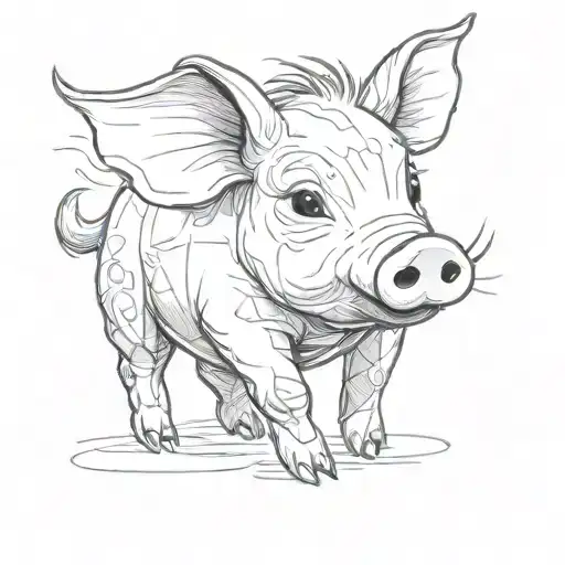 cute piglet tattoo design idea