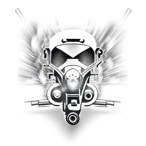 A black-grey tattoo of a metalworker welding sparks flying in the shape of a motorcycle tattoo design idea
