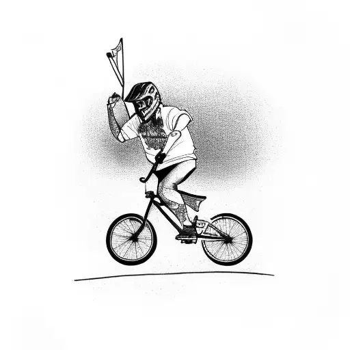 A BMX biker performing a daring trick tattoo design idea