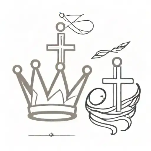 small crown and cross tattoo design idea