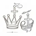 small crown and cross tattoo design idea