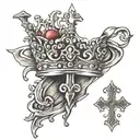 small crown and cross tattoo design idea