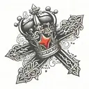 small crown and cross tattoo design idea