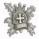 small crown and cross tattoo design idea