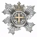 small crown and cross tattoo design idea