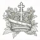 crown and cross tattoo design idea
