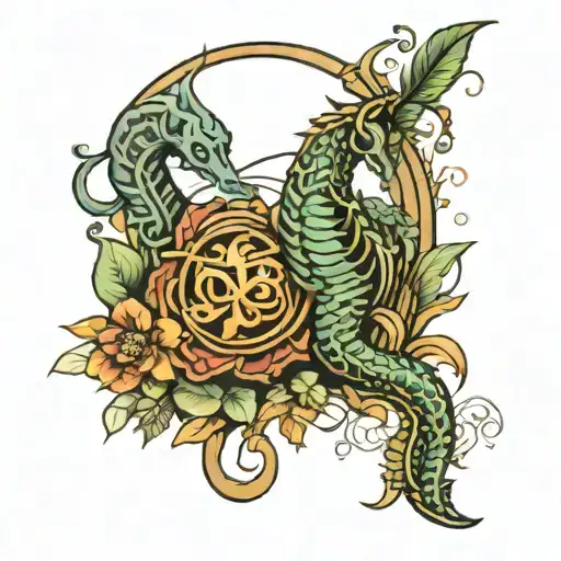 virgo and scorpio zodiac sign tattoo design idea