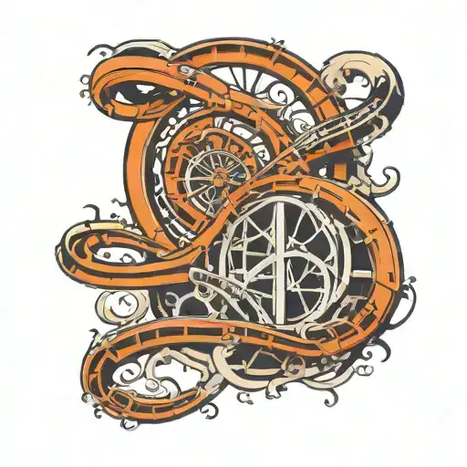Hyperia Roller coaster track with logo incorporated tattoo design idea