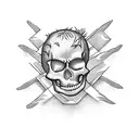 skeleton slicing a pineapple tattoo design idea