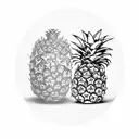 skeleton slicing a pineapple tattoo design idea