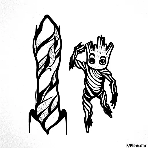 Rocket and Groot tattoo design idea